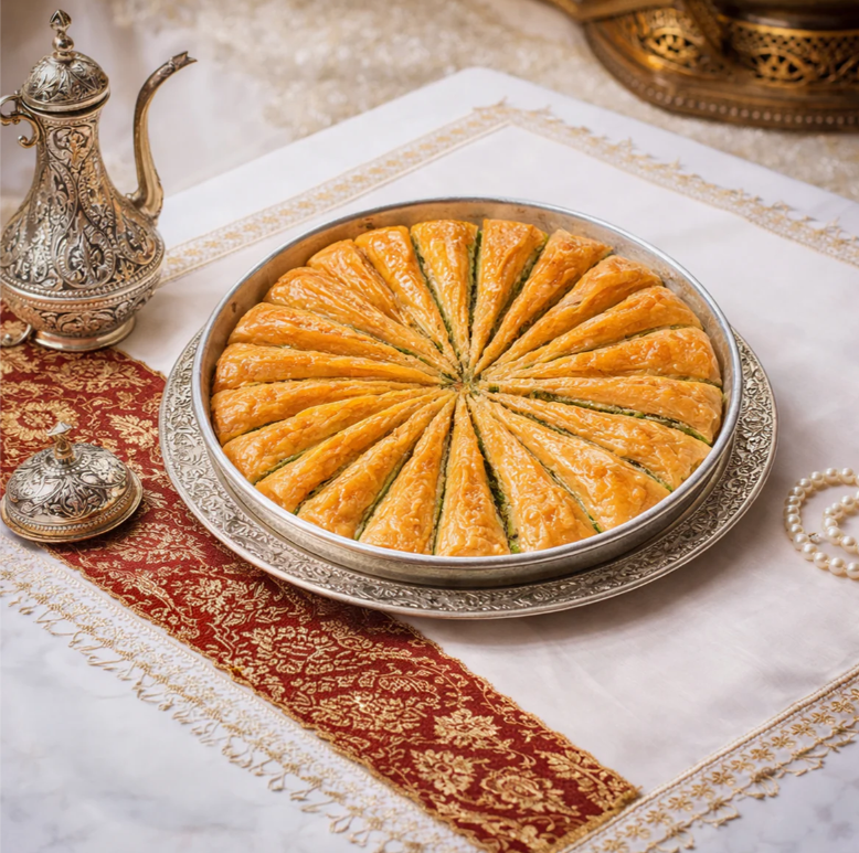 Koçak Famous Traditional Turkish Baklava on a Tray Carrot Slice Baklava