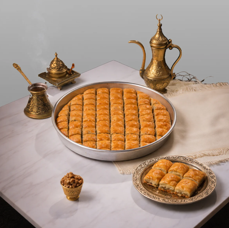 Koçak Famous Traditional Turkish Walnut Baklava on a Tray