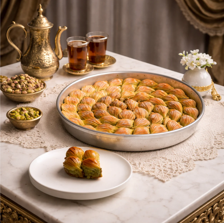 Koçak Famous Mussel Baklava Traditional Turkish Baklava on a Tray
