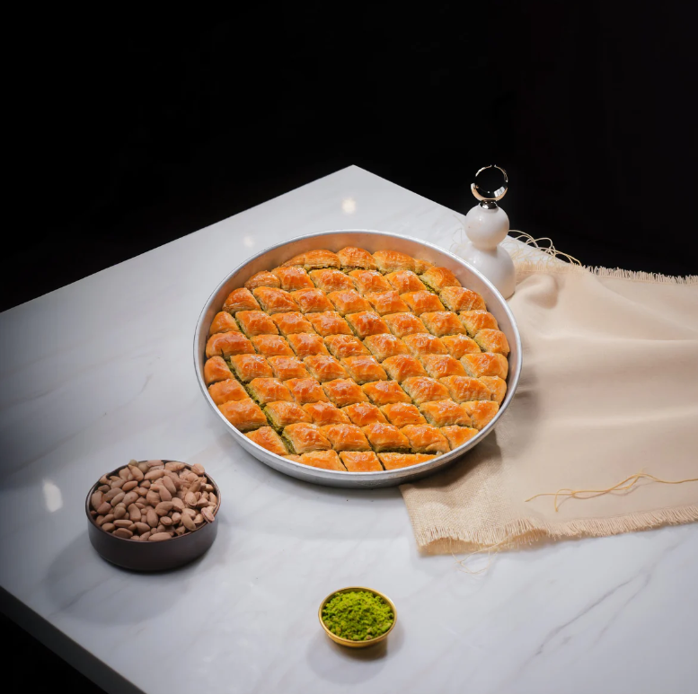 Koçak Famous Pistachio Traditional Turkish Baklava on a Tray