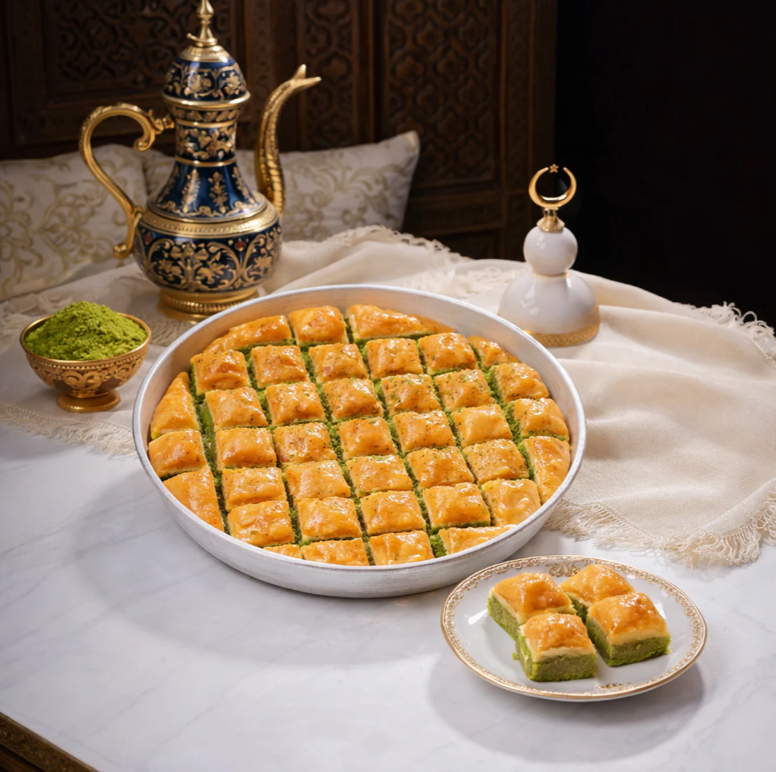 Koçak Famous Traditional Turkish Special Dry Baklava on a Tray