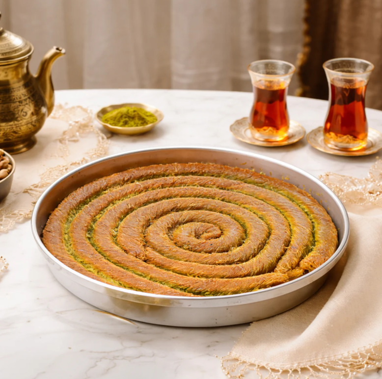 Koçak Famous Traditional Turkish Burma Kadayif on a Tray