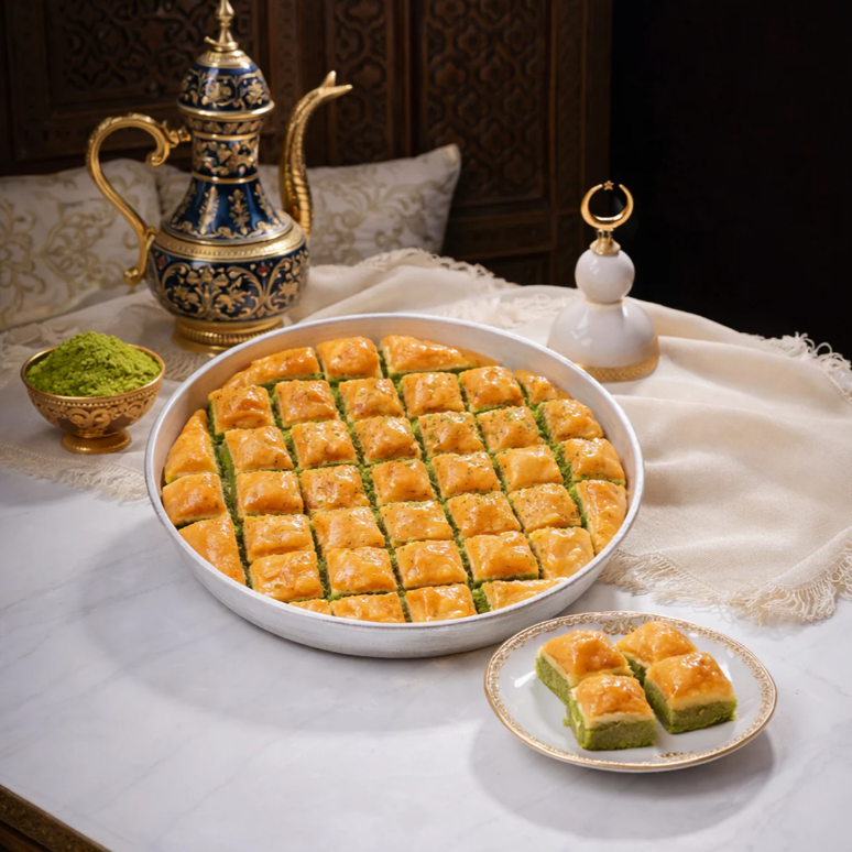 Koçak Famous Traditional Turkish Special Square Baklava on a Tray